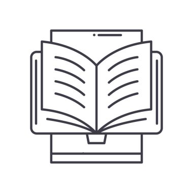 Kitap simgesi, doğrusal izole edilmiş illüstrasyon, ince çizgi vektörü, web tasarım işareti, düzenlenebilir konsept sembolü beyaz arkaplan üzerinde.