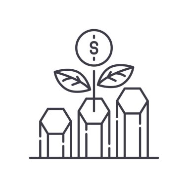 İş büyümesi simgesi, doğrusal izole edilmiş illüstrasyon, ince çizgi vektörü, web tasarım işareti, düzenlenebilir çizgi konsept sembolü beyaz arkaplan üzerinde.