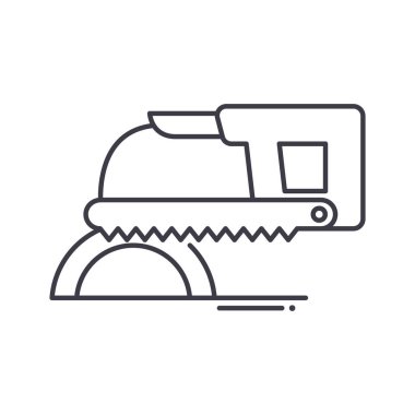 Bow saw simgesi, doğrusal izole resimleme, ince çizgi vektörü, web tasarım işareti, düzenlenebilir konsept sembolü beyaz arkaplan üzerinde.