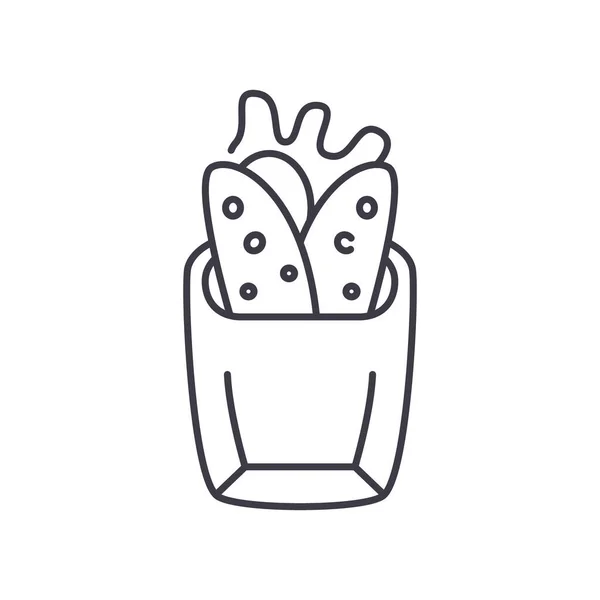 Ikona Burrito, odizolowana ilustracja liniowa, wektor cienkiej linii, znak projektowy sieci web, symbol koncepcyjny zarysu z edytowalnym pociągnięciem na białym tle. — Wektor stockowy