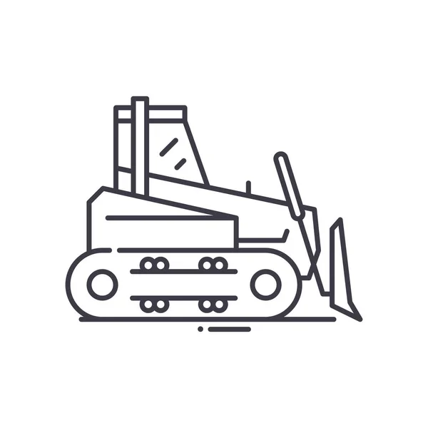 Bulldozer symbol ikon, linjär isolerad illustration, tunn linje vektor, webbdesign tecken, skiss koncept symbol med redigerbar stroke på vit bakgrund. — Stock vektor