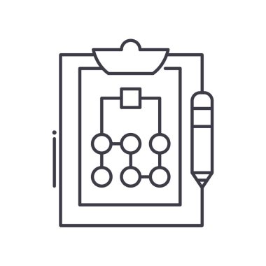 İş panosu simgesi, doğrusal izole edilmiş illüstrasyon, ince çizgi vektörü, web tasarım işareti, düzenlenebilir beyaz arkaplan üzerinde çizgi konsept sembolü.