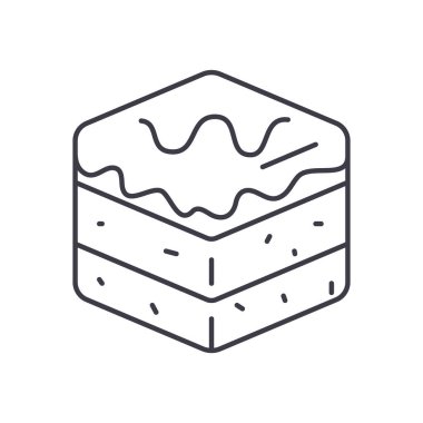 Brownie simgesi, doğrusal izole edilmiş illüstrasyon, ince çizgi vektörü, web tasarım işareti, düzenlenebilir konsept sembolü beyaz arkaplan üzerinde.