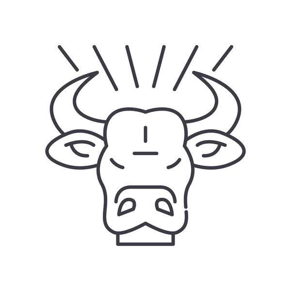 Icona della testa del toro, illustrazione lineare isolata, vettore linea sottile, segno di web design, simbolo del concetto di contorno con tratto modificabile su sfondo bianco. — Vettoriale Stock