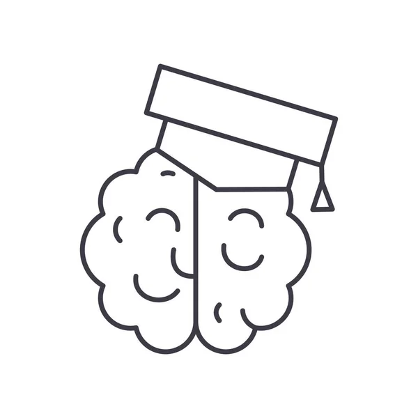 Brain Learning Icon, linear isolierte Illustration, dünner Linienvektor, Webdesign-Zeichen, Umrisskonzept-Symbol mit editierbarem Strich auf weißem Hintergrund. — Stockvektor