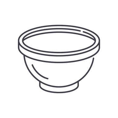 Bowl simgesi, doğrusal izole edilmiş illüstrasyon, ince çizgi vektörü, web tasarım işareti, düzenlenebilir çizgi konsept sembolü beyaz arkaplan üzerinde.