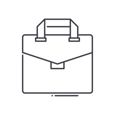 Evrak çantası simgesi, doğrusal izole edilmiş illüstrasyon, ince çizgi vektörü, web tasarım işareti, düzenlenebilir beyaz arkaplan üzerinde çizgi konsept sembolü.