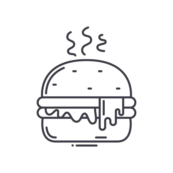 Ikona burgera, odizolowana ilustracja liniowa, wektor cienkiej linii, znak projektowy sieci web, symbol koncepcyjny zarysu z edytowalnym pociągnięciem na białym tle. — Wektor stockowy