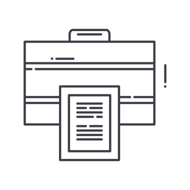 Evrak çantası konsept simgesi, doğrusal izole çizim, ince çizgi vektörü, web tasarım işareti, düzenlenebilir konsept sembolü beyaz arkaplanda..