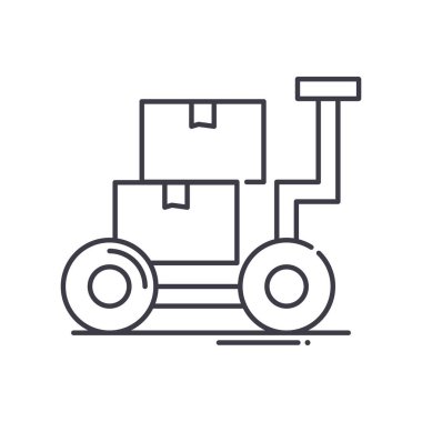 Kutu teslim simgesi, doğrusal izole resimleme, ince çizgi vektörü, web tasarım işareti, düzenlenebilir çizgi konsept sembolü beyaz arkaplan üzerinde.