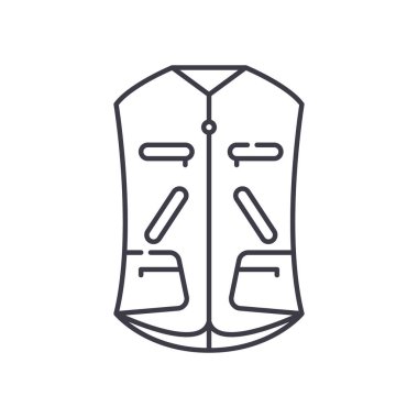 Kamp giysisi simgesi, doğrusal izole edilmiş illüstrasyon, ince çizgi vektörü, web tasarım işareti, düzenlenebilir beyaz arkaplan üzerinde çizgi konsept sembolü.