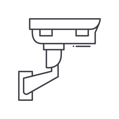 Kamera simgesi, doğrusal izole edilmiş illüstrasyon, ince çizgi vektörü, web tasarım işareti, düzenlenebilir çizgi konsept sembolü beyaz arkaplan üzerinde.