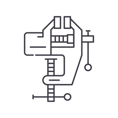 C klemp simgesi, doğrusal izole edilmiş illüstrasyon, ince çizgi vektörü, web tasarım işareti, düzenlenebilir çizgi konsept sembolü beyaz arkaplan üzerinde.