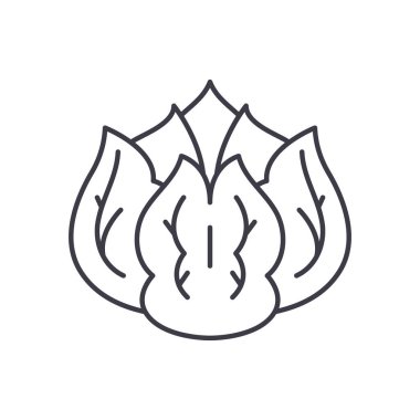 Lahana konsepti simgesi, doğrusal izole çizim, ince çizgi vektörü, web tasarım işareti, düzenlenebilir konsept sembolü beyaz arkaplan üzerinde.