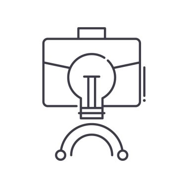 İş çözümü simgesi, doğrusal izole edilmiş illüstrasyon, ince çizgi vektörü, web tasarım işareti, düzenlenebilir beyaz arkaplan üzerinde çizgi konsept sembolü.