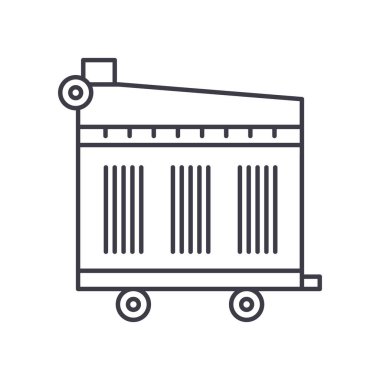 Araba radyatörü konsepti simgesi, doğrusal izole çizim, ince çizgi vektörü, web tasarım işareti, düzenlenebilir konsept sembolü beyaz arkaplan üzerinde.