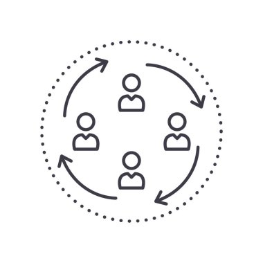 Kariyer geliştirme konsepti simgesi, doğrusal izole çizim, ince çizgi vektörü, web tasarım işareti, düzenlenebilir konsept sembolü beyaz arkaplan üzerinde.