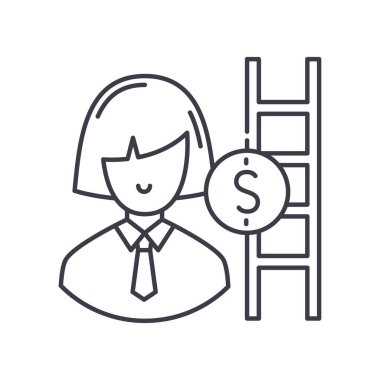 Kariyer büyüme konsepti simgesi, doğrusal izole çizim, ince çizgi vektörü, web tasarım işareti, düzenlenebilir konsept sembolü beyaz arkaplan üzerinde.