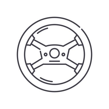 Araba direksiyon simgesi, doğrusal izole edilmiş illüstrasyon, ince çizgi vektörü, web tasarım işareti, düzenlenebilir konsept sembolü beyaz arka planda..