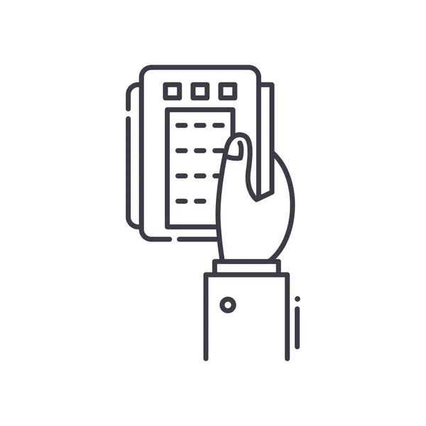 Kartenzahlungssymbol, linear isolierte Illustration, dünner Linienvektor, Webdesign-Zeichen, Umrisskonzept-Symbol mit editierbarem Strich auf weißem Hintergrund. — Stockvektor