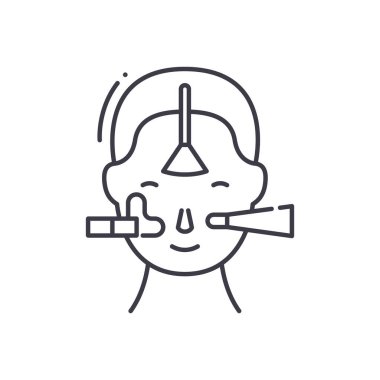 Cilt tedavisi simgesi, doğrusal izole edilmiş illüstrasyon, ince çizgi vektörü, web tasarım işareti, beyaz arkaplanda düzenlenebilir inme ile ana çizgi konsept sembolü.