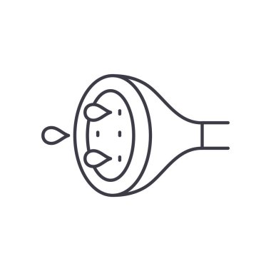 Banyo simgesi, doğrusal izole edilmiş illüstrasyon, ince çizgi vektörü, web tasarım işareti, beyaz arkaplanda düzenlenebilir vuruşlu taslak konsept sembolü.