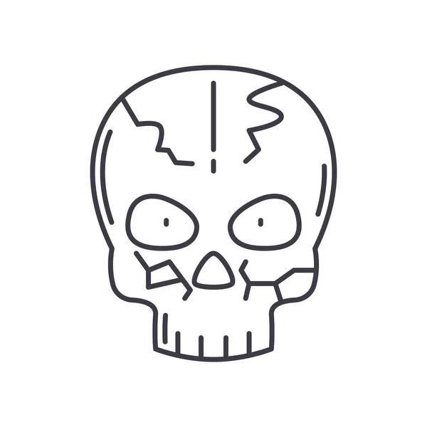 Totenkopf-Symbol, linear isolierte Illustration, dünner Linienvektor, Webdesign-Zeichen, Umrisskonzept-Symbol mit editierbarem Strich auf weißem Hintergrund. — Stockvektor