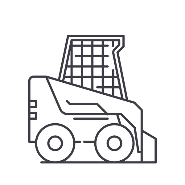 Skid steer loader icon, linear isolated illustration, thin line vector, web design sign, outline concept symbol with editable stroke on white background. — Stock Vector