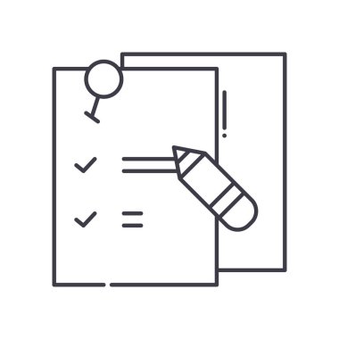 Kısa not simgesi, doğrusal izole edilmiş illüstrasyon, ince çizgi vektörü, web tasarım işareti, düzenlenebilir beyaz arkaplan üzerinde çizgi konsept sembolü.