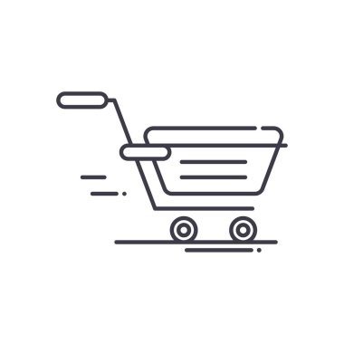 Alışveriş arabası simgesi, doğrusal izole edilmiş illüstrasyon, ince çizgi vektörü, web tasarım işareti, düzenlenebilir çizgi konsept sembolü beyaz arkaplan üzerinde.