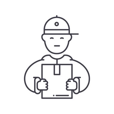 Sevkiyat simgesi, doğrusal izole edilmiş illüstrasyon, ince çizgi vektörü, web tasarım işareti, düzenlenebilir konsept sembolü beyaz arkaplan üzerinde.