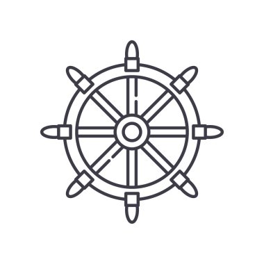 Gemi enkazı simgesi, doğrusal izole edilmiş illüstrasyon, ince çizgi vektörü, web tasarım işareti, düzenlenebilir çizgi konsept sembolü beyaz arkaplan üzerinde.