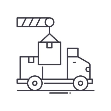 Sevkiyat simgesi, doğrusal izole edilmiş illüstrasyon, ince çizgi vektörü, web tasarım işareti, düzenlenebilir çizgi konsept sembolü beyaz arkaplan üzerinde.