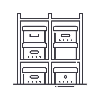 Kutu simgesi, doğrusal izole edilmiş illüstrasyon, ince çizgi vektörü, web tasarım işareti, düzenlenebilir beyaz arkaplan üzerinde çizgi konsept sembolü.