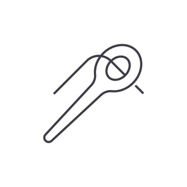 Dikiş iğnesi simgesi, doğrusal izole edilmiş illüstrasyon, ince çizgi vektörü, web tasarım işareti, düzenlenebilir çizgi konsept sembolü beyaz arkaplan üzerinde.