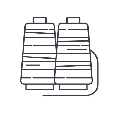 Dikiş ipliği resim simgesi, doğrusal izole çizim, ince çizgi vektörü, web tasarım işareti, düzenlenebilir konsept sembolü beyaz arkaplan üzerinde.