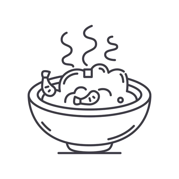 Icono de arroz frito camarones, ilustración lineal aislada, vector de línea delgada, signo de diseño web, símbolo de concepto de contorno con un trazo editable sobre fondo blanco. — Vector de stock