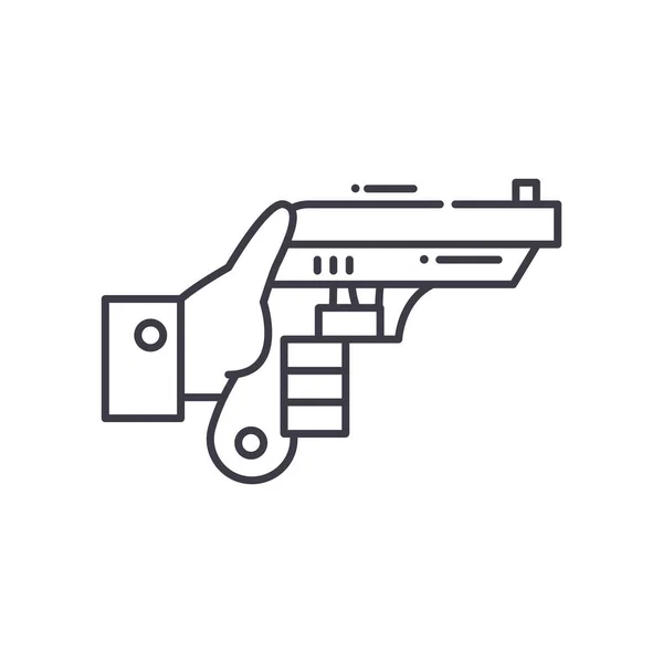 Icône de fusil de chasse, illustration linéaire isolée, vecteur de ligne mince, panneau de conception Web, symbole de concept de contour avec trait modifiable sur fond blanc. — Image vectorielle