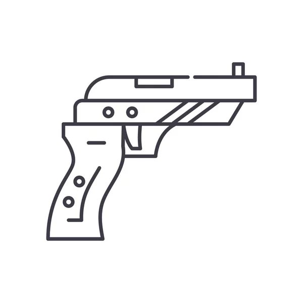 Icône pistolet court, illustration linéaire isolée, vecteur de ligne mince, signe de conception Web, symbole de concept de contour avec trait modifiable sur fond blanc. — Image vectorielle