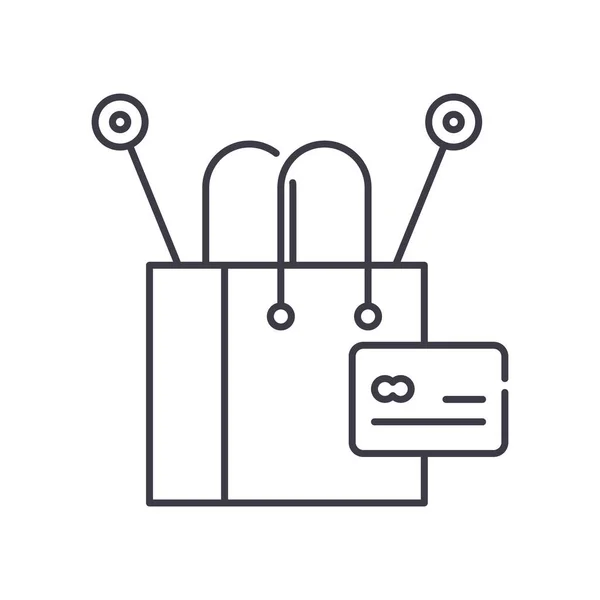 Значок пакета покупок, линейная изолированная иллюстрация, вектор тонкой линии, знак веб-дизайна, символ концепции наброска с редактируемым штрихом на белом фоне. — стоковый вектор