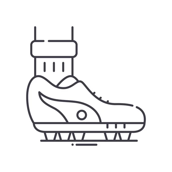 Ícone de conceito de sapatos, ilustração isolada linear, vetor de linha fina, sinal de web design, símbolo de conceito de esboço com curso editável no fundo branco. — Vetor de Stock