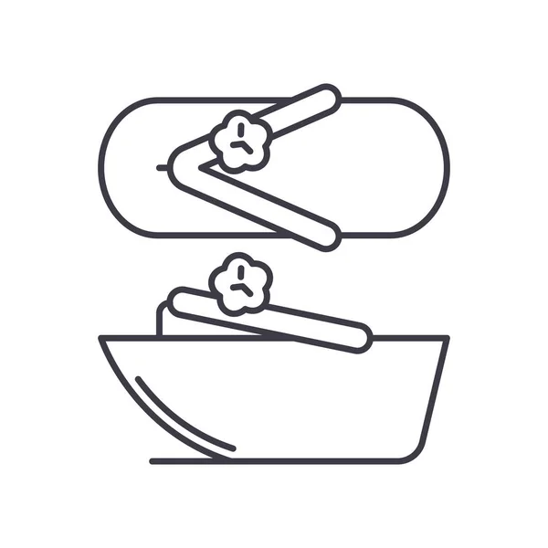 Ikona buta yukata, liniowa odizolowana ilustracja, wektor cienkiej linii, znak web design, symbol koncepcyjny zarys z edytowalnym pociągnięciem na białym tle. — Wektor stockowy