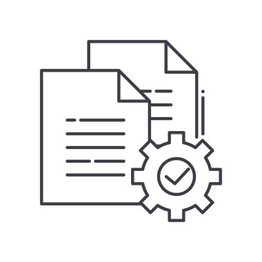 İşlem simgesi, doğrusal izole edilmiş illüstrasyon, ince çizgi vektörü, web tasarım işareti, düzenlenebilir çizgi konsept sembolü beyaz arkaplan üzerinde.