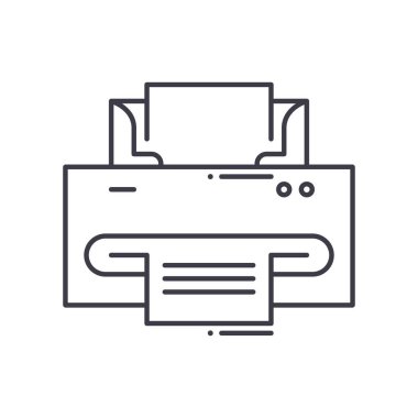 Yazıcı simgesi, doğrusal izole edilmiş illüstrasyon, ince çizgi vektörü, web tasarım işareti, düzenlenebilir çizgi konsept sembolü beyaz arkaplan üzerinde.