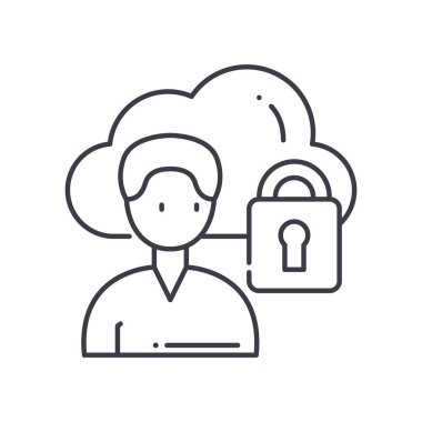 Özel bulut servis simgesi, doğrusal izole edilmiş illüstrasyon, ince çizgi vektörü, web tasarım işareti, düzenlenebilir konsept sembolü beyaz arkaplan üzerinde.