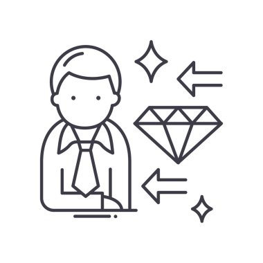 Premium servis konsepti simgesi, doğrusal izole çizim, ince çizgi vektörü, web tasarım işareti, düzenlenebilir konsept sembolü beyaz arkaplan üzerinde.