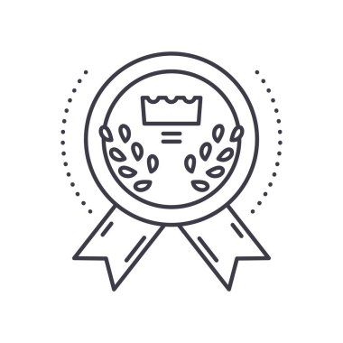 Premium kalite simgesi, doğrusal izole resimleme, ince çizgi vektörü, web tasarım işareti, düzenlenebilir konsept sembolü beyaz arkaplan üzerinde.