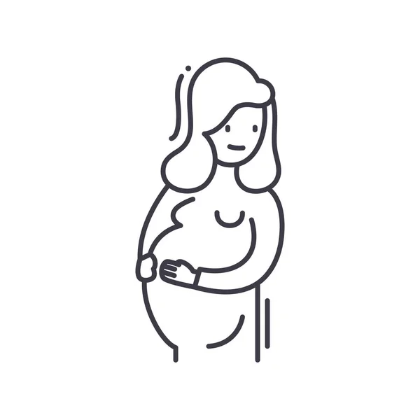 Schwangere Ikone, linear isolierte Illustration, dünner Linienvektor, Webdesign-Zeichen, Konturenkonzept-Symbol mit editierbarem Strich auf weißem Hintergrund. — Stockvektor