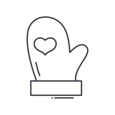 Tutucu eldiven simgesi, doğrusal izole edilmiş illüstrasyon, ince çizgi vektörü, web tasarım işareti, düzenlenebilir beyaz arkaplan üzerinde çizgi konsept sembolü.