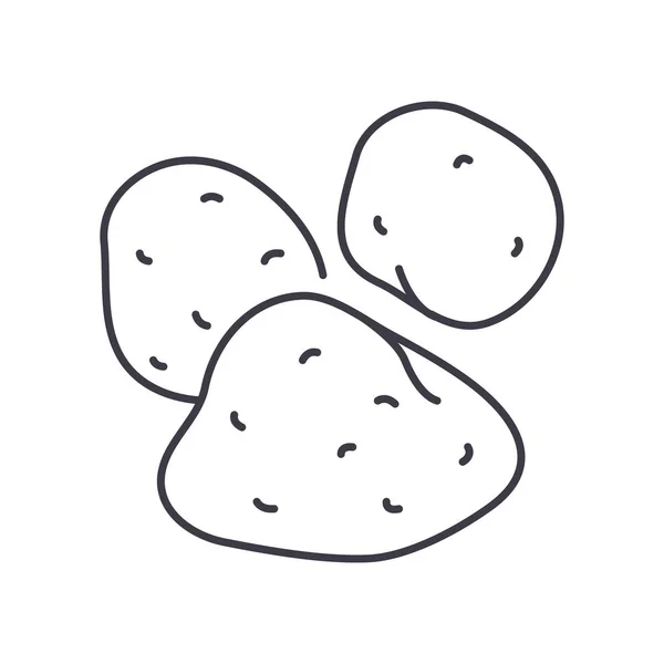 Potatos-Symbol, linear isolierte Illustration, dünner Linienvektor, Webdesign-Zeichen, Umrisskonzept-Symbol mit editierbarem Strich auf weißem Hintergrund. — Stockvektor